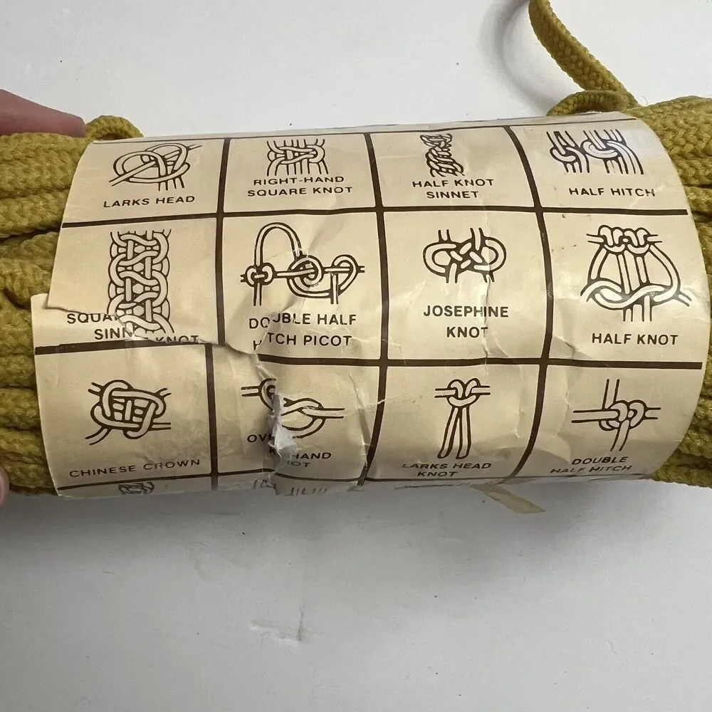 Vintage Herculon Braided Persian Cord 5mm 50 Yds Macrame Knotting Weaving Green